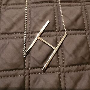 H Initial Silvertone 18"-20" necklace